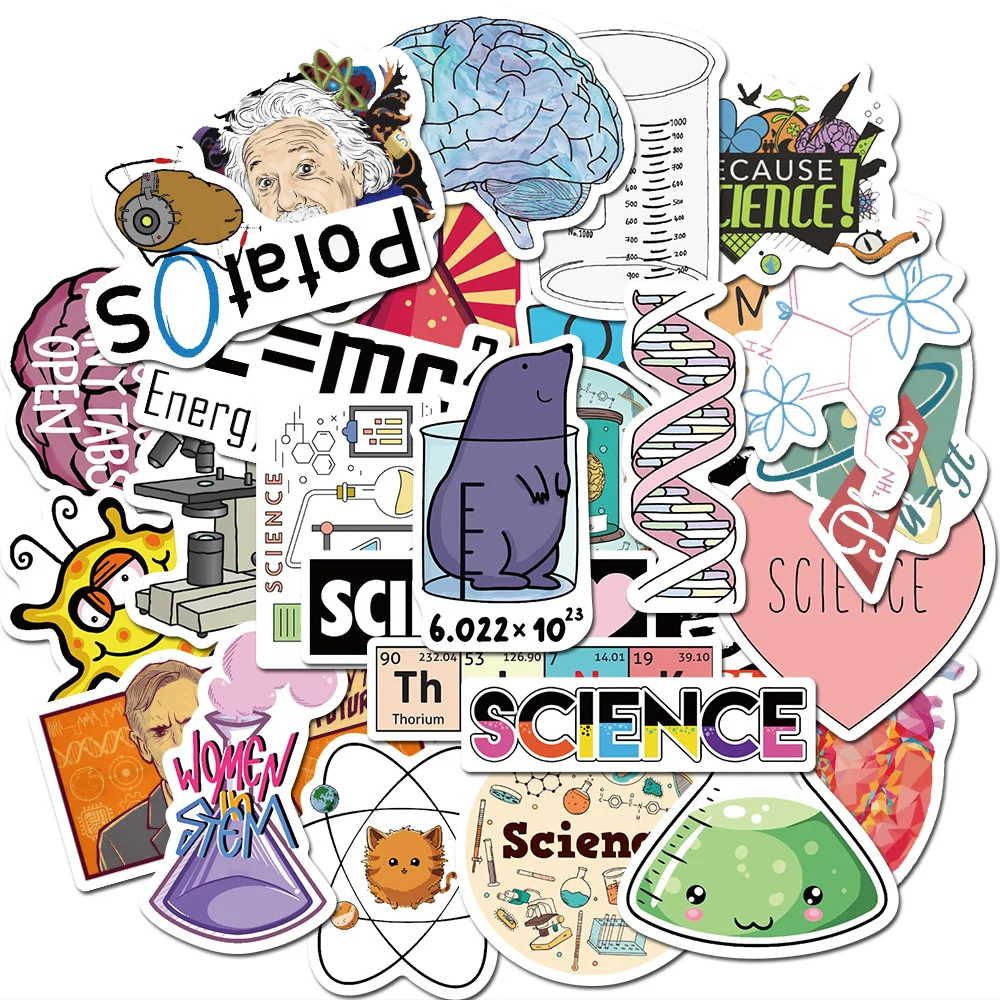 10/30/50PCS Science Lab Stickers Class Back to School Waterproof Sticker for Student to Stationery Laptop Bike Decal Sticker Toy