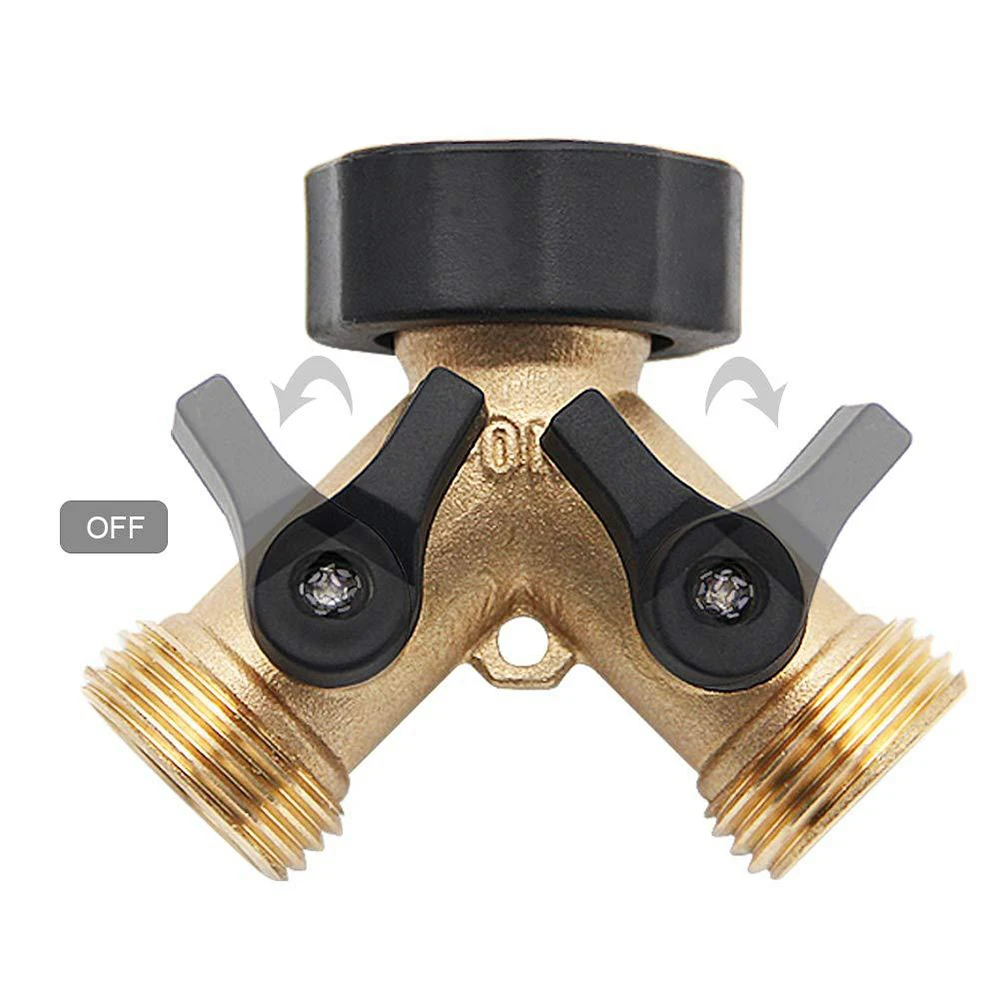 Garden Brass Quick Connector Water Pipe 2 Way Y Valve 3/4