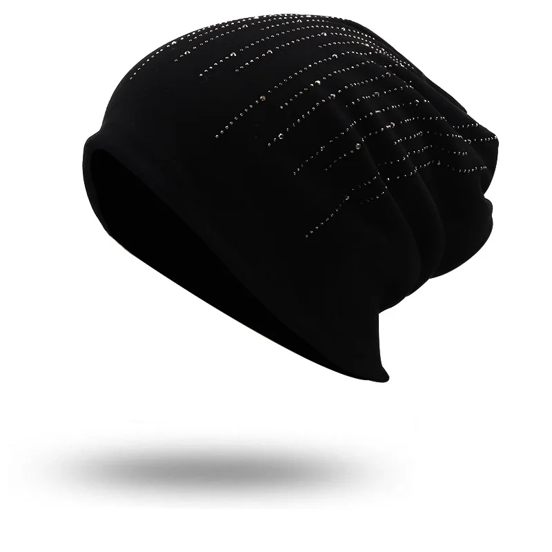 

Diamond Skullies Beanies Girl Winter Hat Women Knitted Hats For Mrs Cap Winter Beanie Hat Gorro Warm Brimless Bonnet lady Cap