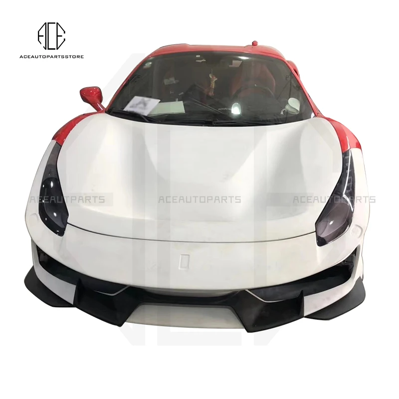 For Ferrari 488 GTB Spider Upgrade Pista Style Carbon Fiber Front Rear Bumper Fenders Side Skirts Spoiler Hood With Hole Bodykit