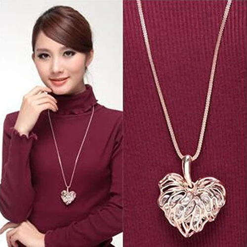 Women Fashion Hollow Heart Bib Statement Long Sweater Chain Necklace Jewelry Necklace for Women Women\'s Neck Chain