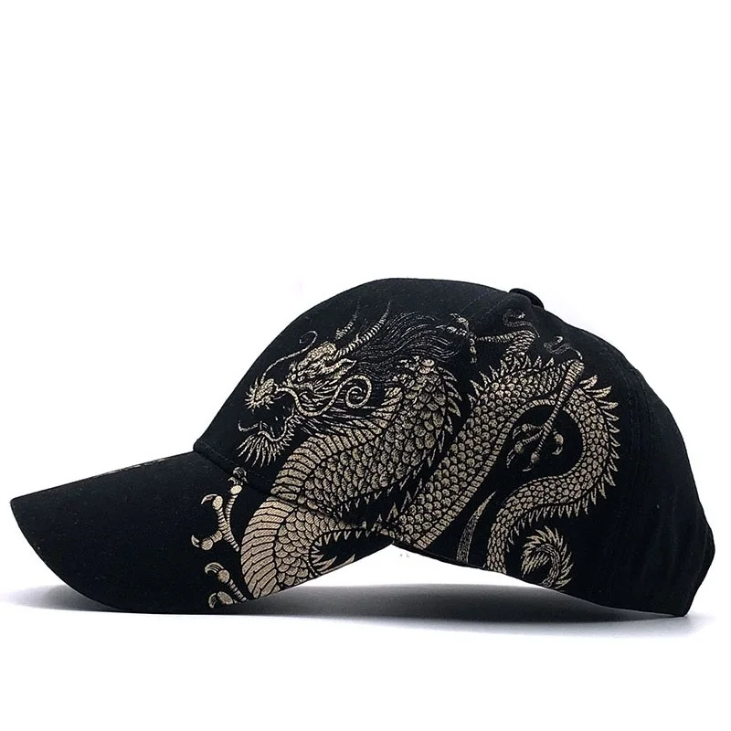 

Hot Spring summer Chinese Style Dragon Design Pattern Baseball Cap 100% Cotton Outdoor Caps Gorras Para Hombre Mens Trucker Cap