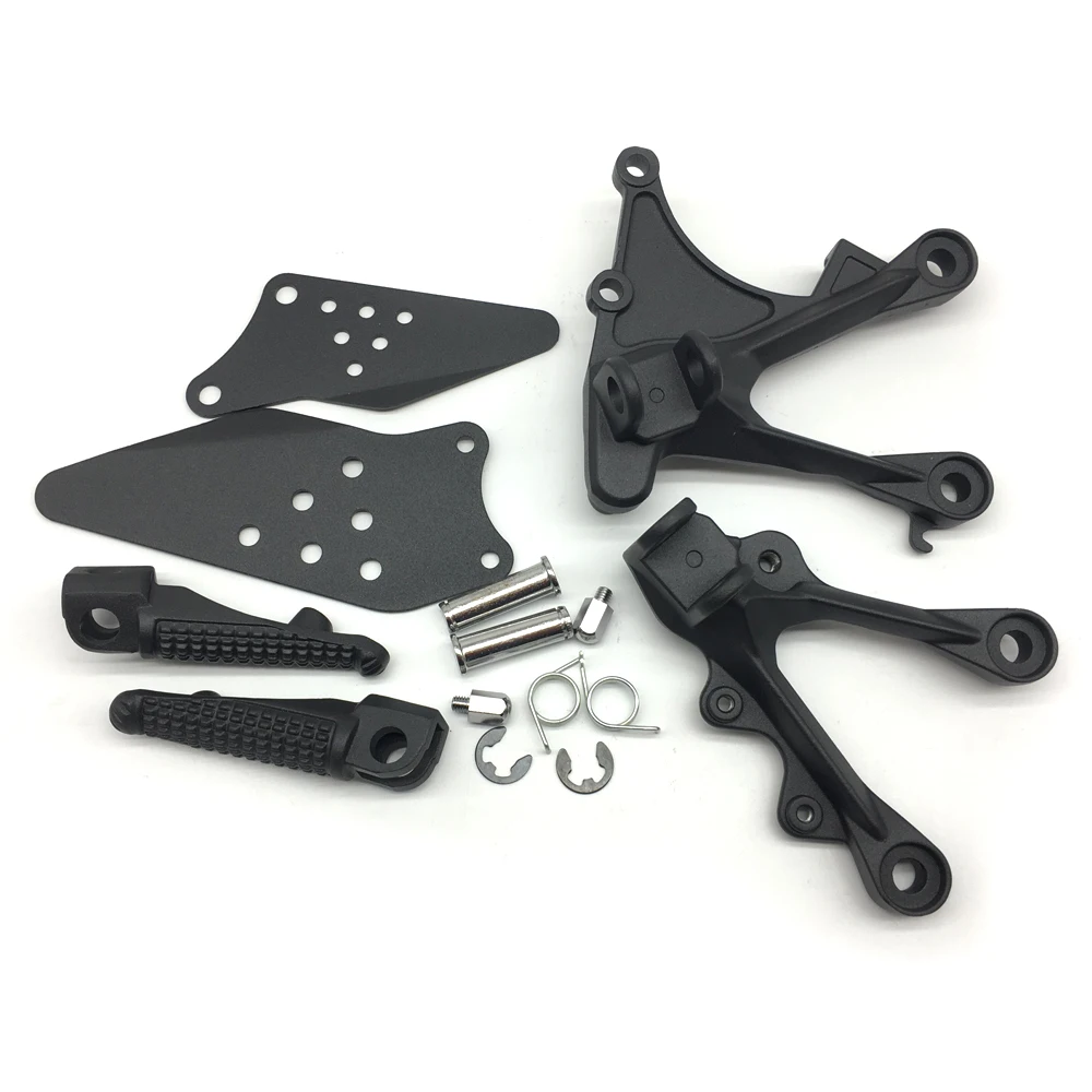 Motorcycle Black Front Rider Foot Pegs Footrest Bracket Fit For Kawasaki Ninja ZX6R 2005-2008 ZX636 2005-2006