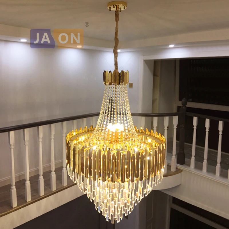 Imagem -05 - Ouro Prata Led Dimmalbe Lustre de Cristal Iluminação Lâmpadas Suspensão Luminária Lampen para Case da Escada Foyer