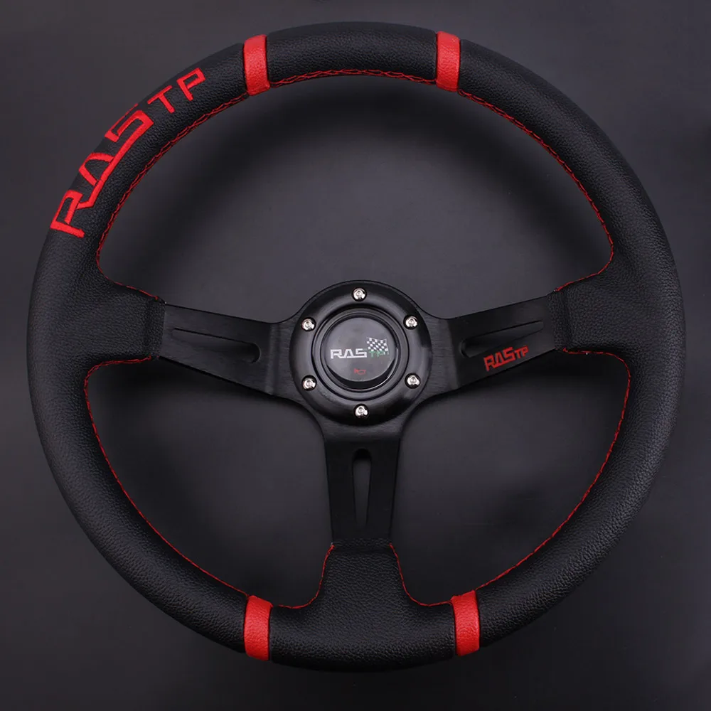 Rastp-ユニバーサル14インチ深皿漂流スポーツステアリングホイールの革