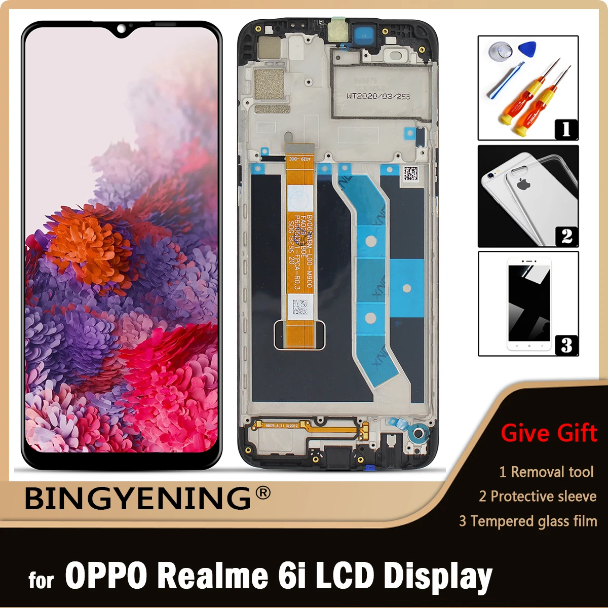 For OPPO Realme 6i RMX2040 LCD Display Screen Touch Digitizer Assembly For 6.5 inch OPPO Realme 6i With Frame Replace