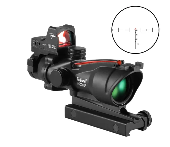 

Acog 4x32 Tactical Optic Scope Rifle Scope Red green Reticle Fiber Illuminated Optic Sight With Rmr Mini Red Dot Sigh