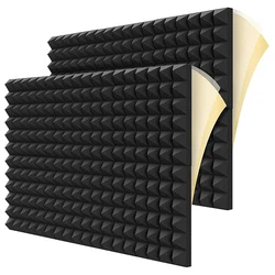 12Pcs Geluiddichte Schuim Panelen, 2 Inch X 12 Inch X 12 Inch Piramide Vormige Akoestische Panelen Voor Muur, Studio, Thuis En Kantoor