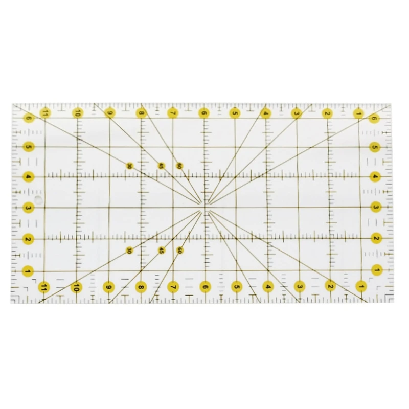 A9LC-Plantilla de costura transparente, regla, almohadilla de corte de retazos, líneas de doble color, rejillas, líneas de alineación de ángulo para
