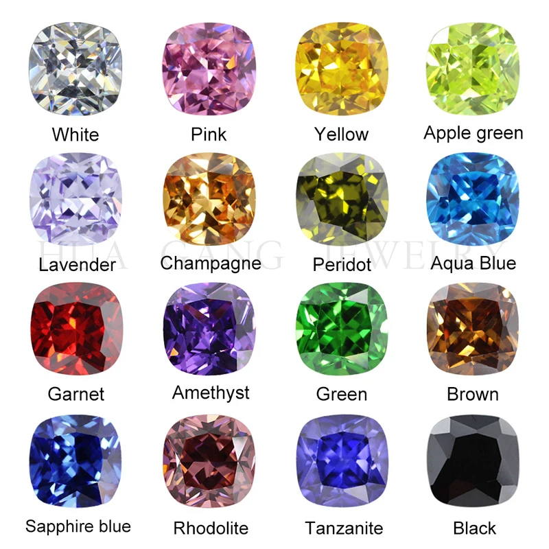 Cushion Shape Cubic Zirconia Stone Multicolor Brilliant Cut Loose CZ Synthetic Gems Beads For Jewelry AAAAA