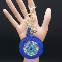 Turkey Eyes Crystal Keychains Ring for Women Keychain Blue Gold Color Key Chain Bag Accessories Jewelry llaveros para mujer