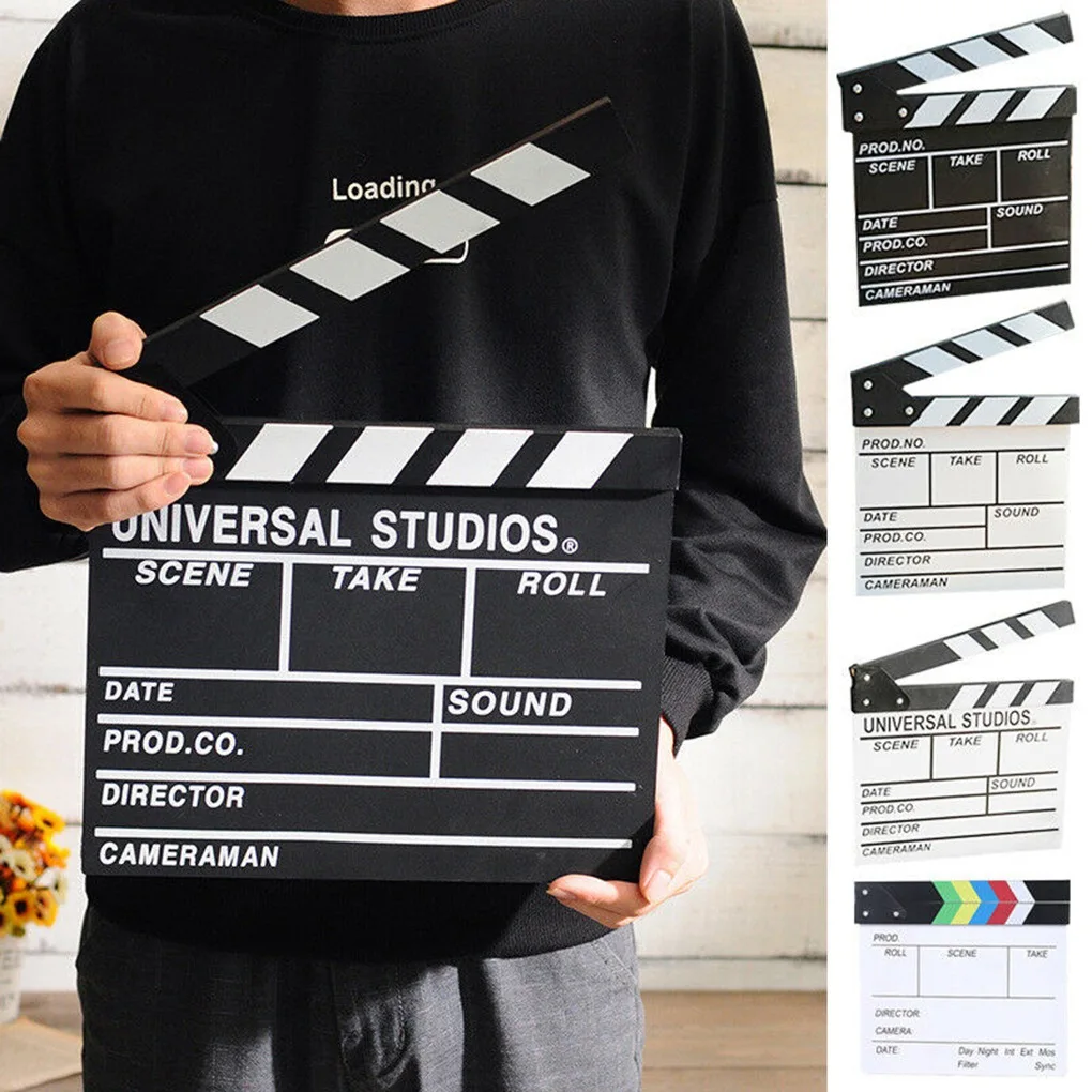 Režie filmovat clapboard akce scéna clapper deska dřevěný film filmovat tleskat zneužít  S  bílá