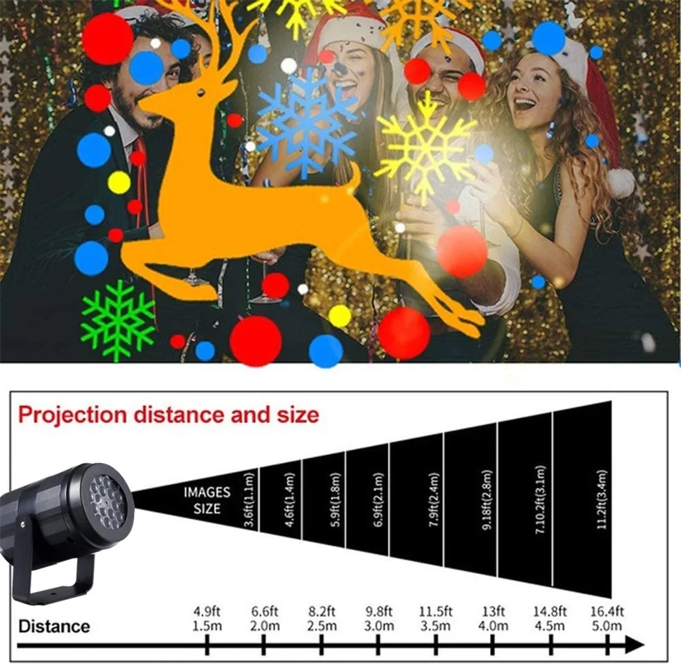 Decorazione natalizia Proiettore laser a LED Luce Fiocco di neve Lampada di proiezione alce Decorazione di illuminazione per interni