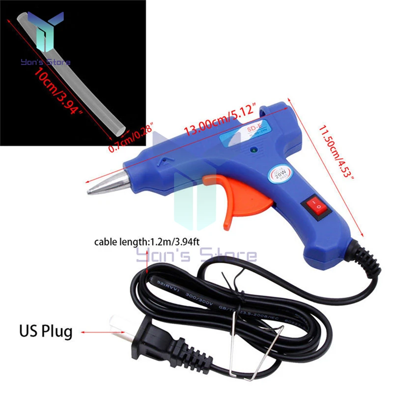 20W High Temperature Heater Hot Melt Glue Gun Repair Tool Mini Heat Gun EU/US Plug Use 7MM Hot Melt Glue Stick