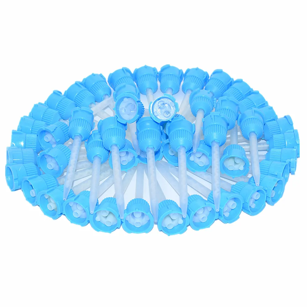 50pcs ugello di miscelazione resina adesiva epossidica colla AB 1:1 miscelatore statico Dispenser per pistola per calafataggio doppia cartuccia Set di tubi di miscelazione rotondi
