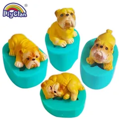 Mini Bulldog Silicone Mold Chocolate Cake Decorating Tools Dog Animal Theme Candle Soap Mould Plaster Cement Polymer Clay Form