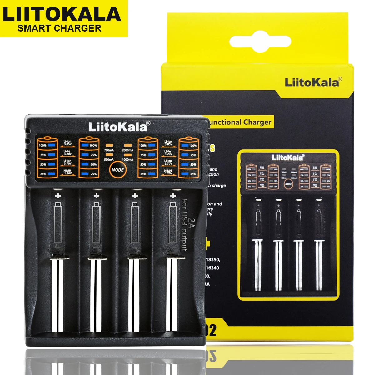 Liitokala Lii-S2 Lii-202 Lii-402 Lii-S4 3,7 V 3,2 V 3,85 V 1,2 V AA/AAA 26650 14500 16340 25500 18650 Inteligentna ładowarka do baterii litowej