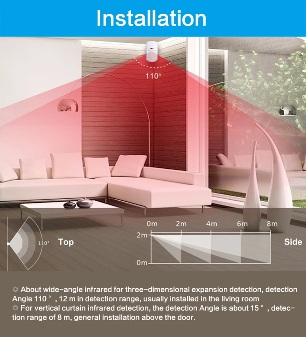 Sem fio 433mhz ev1527 mini pir sensor de movimento & detector de alarme infravermelho sensor pir detector de movimento para sistema de alarme em casa