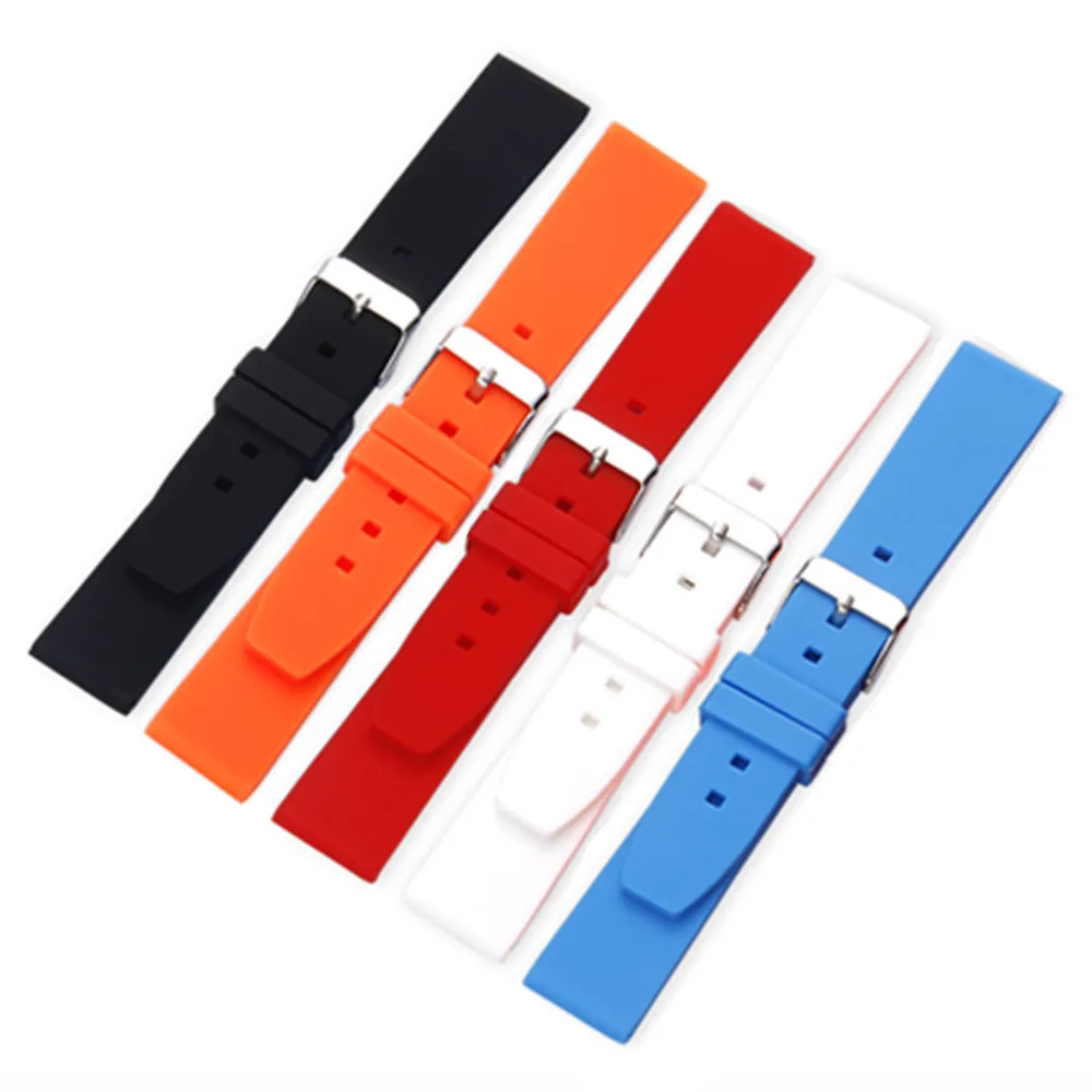 16 18 20 22 24 26 28 mm Waterproof Rubber / Silicone Sport Watch Band Strap Watchband + Stainless Buckle Watch Bracelet +Tools