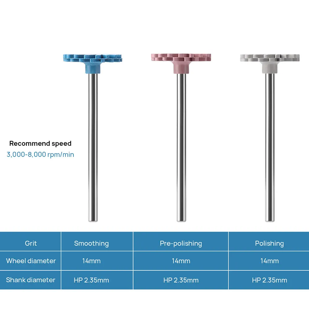 3 sztuki / pudełko AZDENT Dental Composite Polishing Diamond HP Disc 14mm Wheel Coarse Medium Fine Kit HP 2.35mm for Ceramic Zirconia