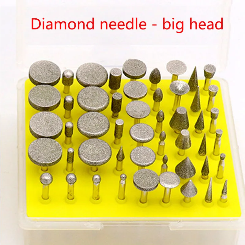 50Pcs Diamond Grinding Needle Point Burr Bits Drill Head Accessories Tip Alloy Cylindrical Ball