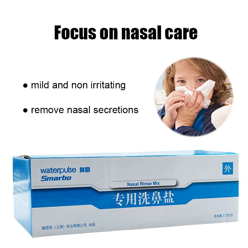 60PCS Nasal Washer Salt Nose Cleaner Avoid Allergic Rhinitis Nasal Irrigator Sinus Rinse Aspirator Anti-Sneezing 2.7G/Bags