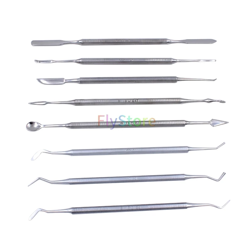 1 Set Double Ends Dental Wax Carver Mixing Spatula Knife Composite Filling Resin Instruments  teeth cleaning tool