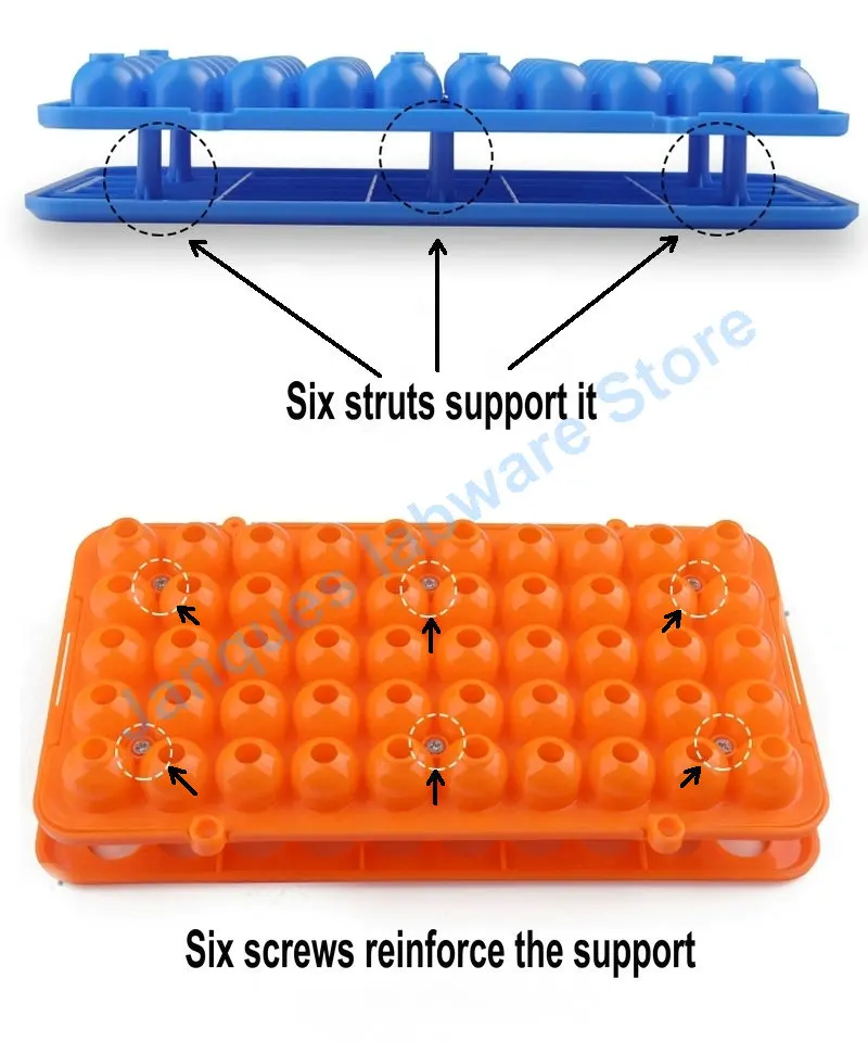 Imagem -05 - Centrifuge Tube Rack com Silicone Gasket Lab Plastic Test Stander Sampling Pipe Holder Tamanho do Furo 18 mm 50 Buracos