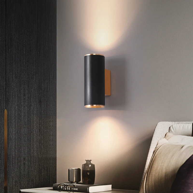

Modern LED Wall Lamp Double Head Gold Cylindrical Aluminum Wall Lamp Living Room Background wall Aisle Corridor Bedroom Lights