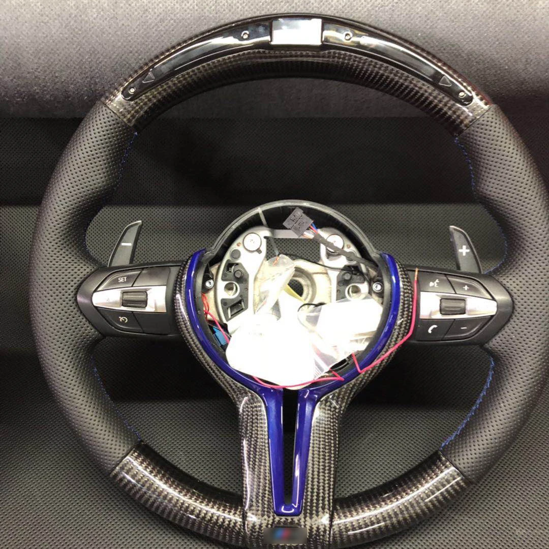 FOR BMW M3 M5 F30 F20 Real Carbon Fiber Steering Wheel Steering Wheel Button Airbag Shift Paddle Performance Steering Wheel