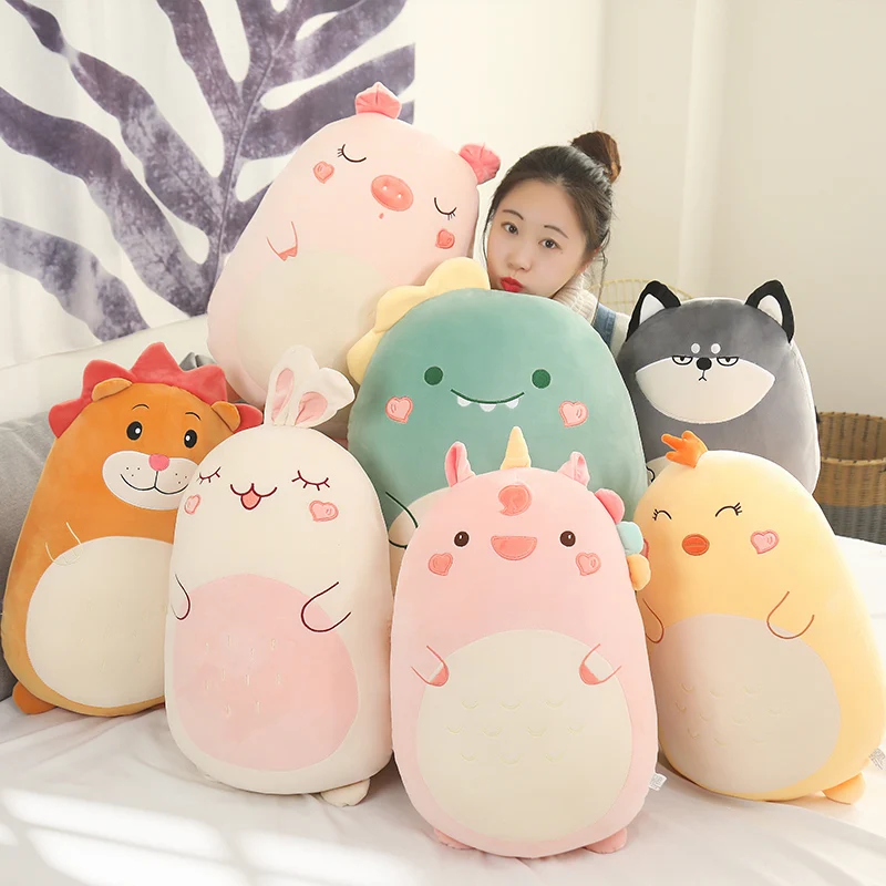 45~80cm Stuffed Cartoon Huggable Animal Doll Unicorn Dinosaur Pig Soft Plush Toy Lovely Buddy Kids Gift