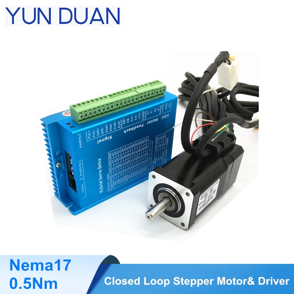 

Nema17 Driver Kit Closed Loop Stepper Motor 0.5Nm 75Oz-in Hybrid Encoder Simple Servo Stepper Motor with HB808C Driver 2 Phase