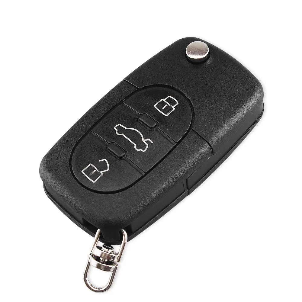 KEYYOU Replacement 3 Buttons Flip Remote Car Key Shell Fob Case With Blade CR1620 For Audi TT A4 A6 A8 Quattro