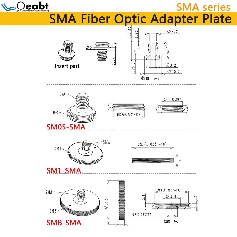 SMA Fiber Optic Adapter Plate Jumper Connector Adapter SMA Socket Flange SM1 Threaded Disc Coupling Cage Type