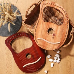 16-String Lyre Harp Mahogany Solid Wooden Metal Stringed Instruments Portable Lyre With 16 Tone for Music Lovers Kids Adults