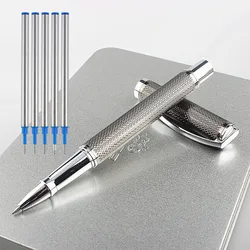 Luxury High quality 865 Gray Business office 0.5MM nib Rollerball Pen And 5PCS Blue refill New School Supplies stationery