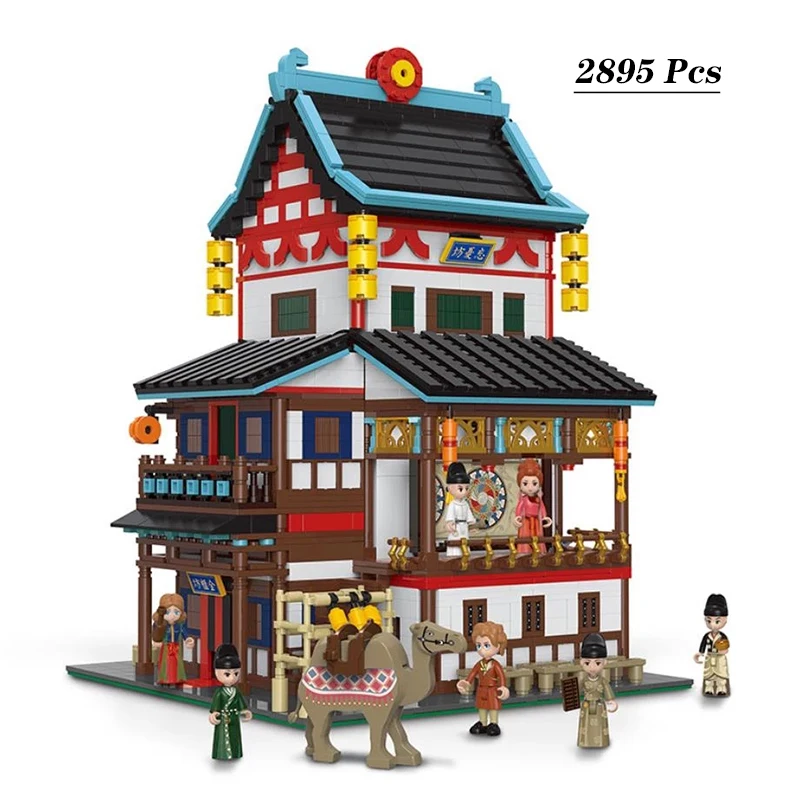 Zhonghua Street Chang'an 108 Square Series MOC Bricks Toys Forget Worry Shop:Orchid Wine Shop Model Creative Building Blocks