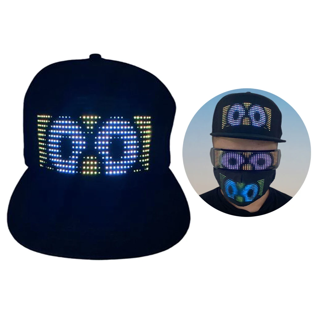 Fashion Luminous Flash LED Display Cap Changeable Hat for Hip-hop Club