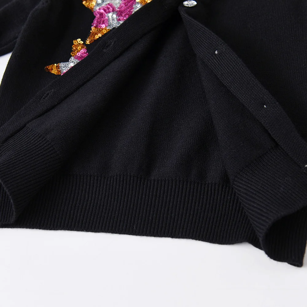 VIKITA-Cardigan à paillettes brillantes pour enfants, pulls de Noël pour filles, vêtements d\'extérieur pour enfants, vêtements d\'automne