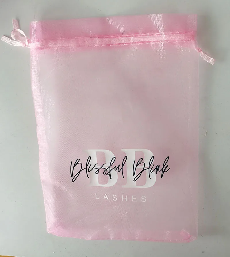 100Pcs Customized colorful Logo Baby pink Drawstring Organza Bags small Pouches Jewelry Package Bags jewels yarn Gift Bag