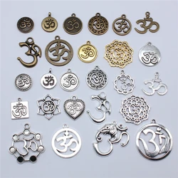 10pcs Charms Yoga Om Pendants Making DIY Handmade Tibetan Silver Color Vintage Antique Bronze Color Jewelry Making Finding