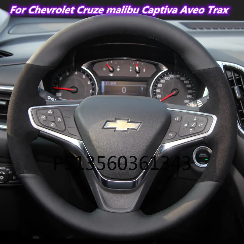 

Suitable for Chevrolet Cruze Monza Sail Cavalier Lova Malibu xl Trax Orlando Equinox hand-stitched leather steering wheel cover