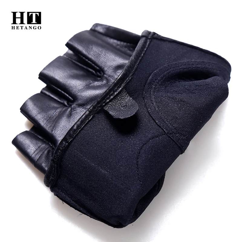 Guantes de cuero sin dedos para hombre, protectores transpirables para ciclismo, motocicleta, pistola de aire, guantes tácticos de piel de oveja,