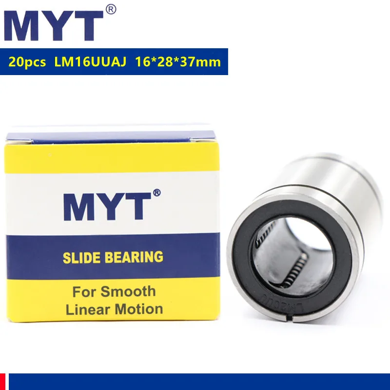 20pcs MYT precision LM16UUAJ 16mm Adjustable Linear Bushing LM16AJ Sliding Bearing 3D Printer CNC Parts 16*28*37 mm LM16UU-AJ