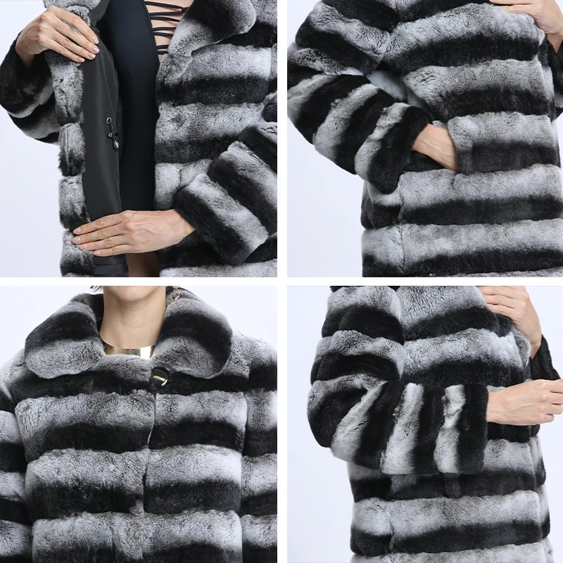 Rex Rabbit Fur Coat Women Real Rabbit Jackets Ladies Natural Rabbit Fur Coat Women's Winter Jacket Genuine Fur Outwear Clothes
