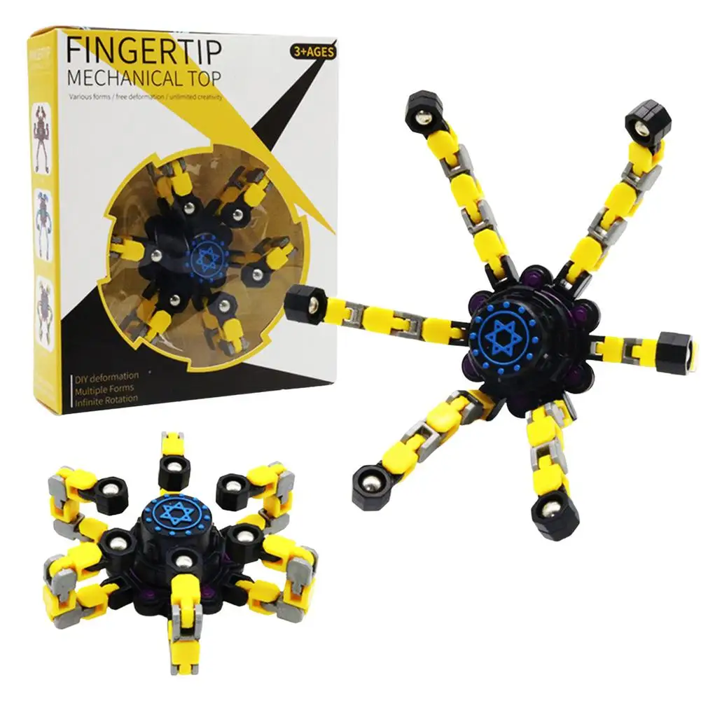 Mechanical Fingertip Spinner DIY Deformable Stress Relief Toy Transformable Creative Gyro Toy for Kids Fingertip Spin Top 2022