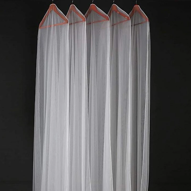 Long 160/180/200cm Transparent Soft Tulle Dust Cover for Home Clothes Wedding Dress Garment Bridal Gown Protector Mesh Yarn