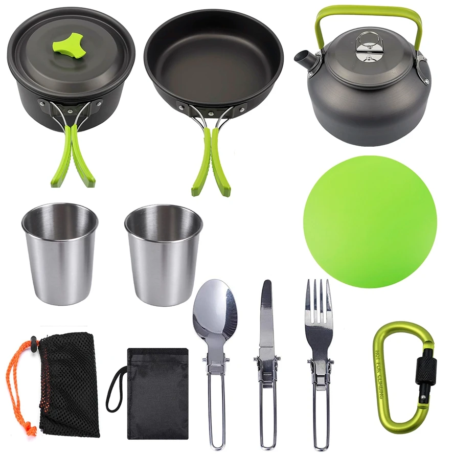 

Ultra-Light Portable Camping Non-stick Cookware Outdoor Tableware Water Kettle Pan Travel Utensils Hiking Picnic Cook Tools set