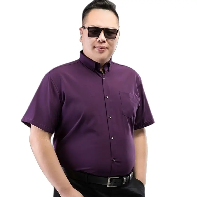 

summer men plus size short sleeve shirt formal 8XL 9XL 10XL 12XL 14XL Dress shirt cotton Red wine blue work Business 58 60 62 64