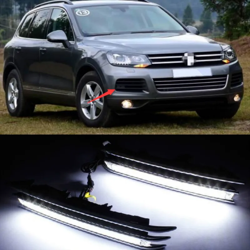 LED Daytime running Lights fog lights for Volkswagen Touareg 2011 2012 2013 2014 2015 DRL LED Car Lamp External Auto Lights